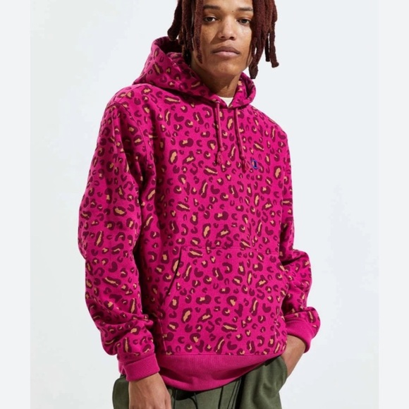 Champion Urban Outfitters Exclusive Reverse Weave Leopard Print Hoodie Small Men - Picture 1 of 10